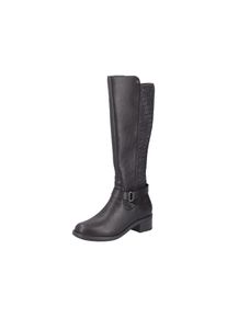 Stiefel Rieker, Damen, Gr. 36, w&auml;rmend, Normalschaft, braun (dunkelbraun), Lederimitat, unifarben, Basic, Schuhe Stiefel, Langschaftstiefel mit Stretch und Innenrei&szlig;verschluss