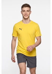 Trainingsshirt Puma "TEAMGOAL CASUALS TEE", Herren, Gr. S, gelb (faster gelb, Puma schwarz), Jersey, Obermaterial: 100% Baumwolle, unifarben, regular fit normal, Rundhals, Shirts Trainingsshirt, gerader Abschluss, Kurzarm, f&uuml;r Sportmode, Rundhalsausschnitt