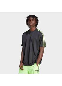 T-Shirt adidas originals "ADIDAS ADICOLOR JACQUARD TRIKOT", Herren, Gr. M, gr&uuml;n (schwarz, signal gr&uuml;n), Obermaterial: 100% Polyester, Rundhals, Shirts T-Shirt, lockere Passform, Rundhalsausschnitt, mit klassischem Trefoil Logo