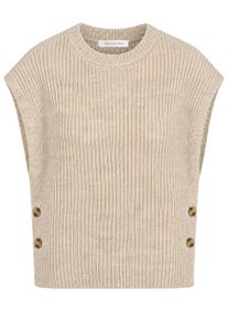 Fleeceweste SASSYCLASSY "Rippstrick-Pullunder mit seitlichen Kn&ouml;pfen", Damen, Gr. S, grau (taupe), Weitere Stoffart, , figurumspielend h&uuml;ftlang, V-Ausschnitt, Westen Fleeceweste, Locker geschnittener Damenweste aus Rippstrick in Braun