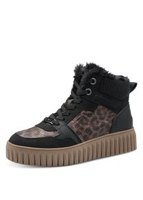 Winterboots Marco Tozzi, Damen, Gr. 40, Warmfutter, schwarz (schwarz kombiniert), Lederimitat, Textil, kontrastfarbene Details, Schuhe Winterboots, Plateau, Schn&uuml;rboots, Schn&uuml;rstiefelette, mit Kontrastbes&auml;tzen