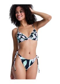 Triangel-Bikini-Top Roxy "Printed Essentials Tanga High Leg", Damen, Gr. S, bunt (anthrazit spring charming), Obermaterial: 85% Microfaser, 15% Elasthan., Badehosen Triangel-Bikini-Top