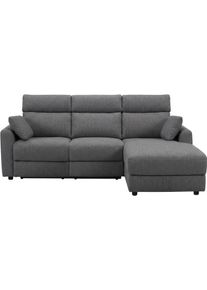 Ecksofa OTTO HOME "JENNA, L-Form, 236cm, manuelle u. elektrische Funktion, mit USB A/C", grau (anthrazit), B:236,5cm H:102cm T:162,5cm, 100% POLYESTER, Sofas, Ecksofa, Liegefunktion 105-150, Federkern, in Struktur fein oder Cord-Bezug