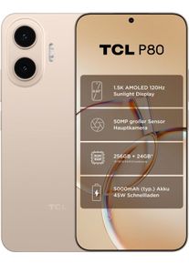 TCL Smartphone "P80", Energieeffizienz: B, beige (sunlit gold), 256 GB, Mobiltelefone, Smartphone