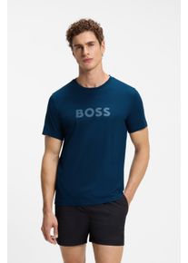 Strandshirt BOSS "T-Shirt RN", Herren, Gr. XL, blau (navy 418), Jersey, Obermaterial: 100% Baumwolle, regular fit h&uuml;ftbedeckend, Rundhals, Shirts Strandshirt, mit UV Schutz (SPF 50+), Swimwear