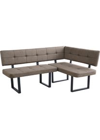 Eckbank OTTO HOME "Alabama", braun, schwarz, B:180cm H:89,5cm T:132cm, Metall, Polyester, Polyurethan, Sitzb&auml;nke, Eckbank, gem&uuml;tliche Sitzbank in Webstoff mit Federkern und Komfort-Sitztiefe