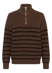 Strickpullover Kaffe "Damen Strickpullover KAlioa", Damen, Gr. XL, braun (braun, schwarz stripe), Obermaterial: 50% Baumwolle CO. 50% Polyacryl PAN., Pullover Strickpullover