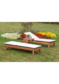 Gartenliege Merxx "Aktionsliegen Set", beige (braun), Gartenliegen, Gartenliege, 2 Liegen mit Auflage, 1 Hocker