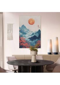 Wandbild Reinders "Japanische Landschaft", farbe bild(er): blau, Bilder, B/H/T: 90cm x 60cm x 3cm, Natur, 1 Stk., MDF, Wandbild, Wohnzimmer - Blau - MDF - Berge - 90x60 cm, B:90cm H:60cm T:3cm