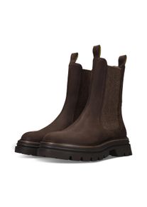 Chelseaboots Salamander "Lebus", Damen, Gr. 39, Textil, dunkelbraun, Leder, Schuhe Chelseaboots, Schlupfboots, Stiefelette mit Stretcheins&auml;tze und Anziehlaschen