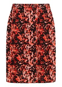 Midirock Kaffe CURVE "Damen Rock KCisma", Damen, Gr. 52, rot (grenadine leopard print), Obermaterial: 100% Viskose LENZING ECOVERO CV LenzEcov., R&ouml;cke Midirock