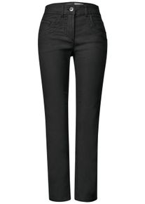 Stoffhose Cecil "Style Toronto", Damen, Gr. 33, L&auml;nge 30, schwarz, Web, Obermaterial: 76% Viskose, 21% Nylon, 3% Elasthan. Futter: 65% Polyester, 35% Baumwolle, unifarben, slim fit lang, Hosen Stoffhose, mit Beschichtung / Viskose-Stretch