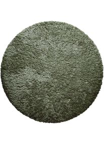 Hochflor-Teppich HOMIE LIVING "Matteo HL-0961", gr&uuml;n, B:80cm H:50mm L:80cm &Oslash;:80cm, Polyester, Teppiche, Hochflor-Teppich, 100% recyceltem PET, Langflor, Shaggy, Wohnzimmer