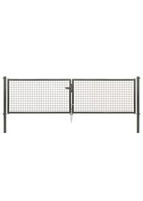 Zaundoppelt&uuml;r Alberts "Wellengitter-Doppeltor mit Zubeh&ouml;r", gr&uuml;n (anthrazit), B:298,8cm H:75cm, Stahl, Tore, Zaundoppelt&uuml;r, verschiedene H&ouml;hen und Breiten