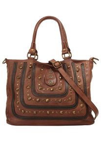 Shopper Samantha Look "Samantha Look Damen echt Leder, Made in Italy", Damen, Gr. B/H/T: 35cm x 25cm x 8cm onesize, braun (cognac), Leder, Taschen Shopper, echt Leder, Made in Italy