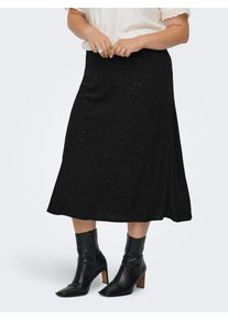 Midirock Only CARMAKOMA "CARJOSEE METTA LIFE MIDI SKIRT WVN", Damen, Gr. 44, schwarz aop:silber foil detail, Web, Obermaterial: 100% Polyester, bedruckt, regular fit ca. Mitte Wade, R&ouml;cke Midirock, mit Glitzer Effekt