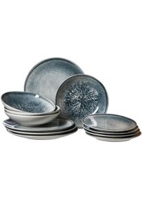Ritzenhoff & Breker Teller-Set RITZENHOFF & BREKER "Grana", grau, 12, Steinzeug, Geschirr-Sets, Teller-Set