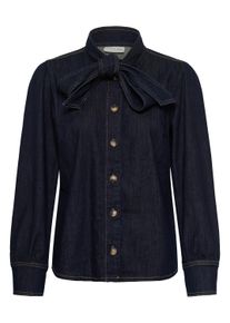 Jeansbluse Kaffe "Damen Jeanshemd KAmolly", Damen, Gr. 36, blau (raw blau denim), Obermaterial: 99% Baumwolle CO. 1% Elasthan EL., Blusen Jeansbluse