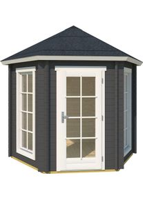 Pavillon Lasita Maja "Inverness", grau (carbongrau, naturbelassen), B/H/T: 320cm x 2.895cm x 277,1cm, Pavillons, Pavillon, BxT: 320x277,1 cm, Fichtenholz