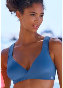 active by Lascana Sport-BH LASCANA ACTIVE, Damen, Gr. 75, Cup D, blau, Mikrofaser, Obermaterial: 82% Polyamid (TACTEL), 18% Elasthan (LYCRA), BHs Sport-BH, ohne B&uuml;gel, mit Verschluss & breiten Tr&auml;gern, aus seidiger Microfaser