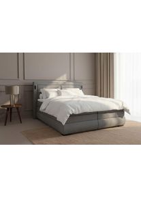 Boxspringbett OTTO HOME "MIVVA mit Bettkasten, mit Taschenfederkernmatratze H3, H3/H4 mix, H4", anthrazit, B:204cm L:215cm, Komplettbetten, Boxspringbett, mit Kaltschaum- oder Visco-Topper (bei H4), Komfortliegeh&ouml;he 67cm