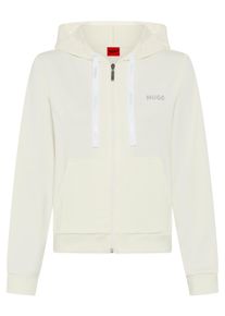 Sweatjacke HUGO UNDERWEAR, Damen, Gr. L, wei&szlig; (natural 101), Sweatware, Obermaterial: 66% Baumwolle, 30% Polyester, 4% Elasthan, Basic, gerade normal, Rundhals, B&uuml;ndchen, Sweatjacken Sweatjacke, Kapuze, Rei&szlig;verschluss, gerade geschnitten