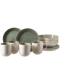 Ritzenhoff & Breker Fr&uuml;hst&uuml;cks-Geschirrset RITZENHOFF & BREKER "Giada", beige (gr&uuml;n), 12, Steinzeug, Geschirr-Sets, Fr&uuml;hst&uuml;cks-Geschirrset