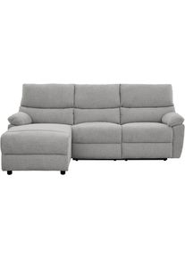 Ecksofa Home Affaire "LANNOY, L-Form, 233cm, manuelle u. elektrische Funktion, mit USB A/C", hellgrau, B:233cm H:96cm T:160cm, 100% POLYESTER, Sofas, Ecksofa, Liegefunktion 105-150, Federkern, Struktur fein