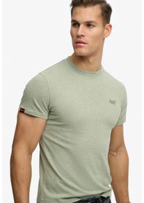 Rundhalsshirt Superdry "ESSENTIAL LOGO EMB TEE", Herren, Gr. XL, gr&uuml;n (vintage sage gr&uuml;n marl), Single Jersey, Obermaterial: 100% Baumwolle, meliert, slim fit h&uuml;ftlang, Rundhals, Shirts Rundhalsshirt, aus Baumwolle und Single Jersey, Slim Fit, Kurzarm, h&uuml;ftlang