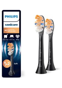 Aufsteckb&uuml;rsten PHILIPS SONICARE "A3 Premium All-in-One", schwarz, Zahnb&uuml;rstenk&ouml;pfe, 2 Stk., Aufsteckb&uuml;rsten, f&uuml;r eine gr&uuml;ndliche Gesamtreinigung, f&uuml;r jedes Sonicare Handst&uuml;ck