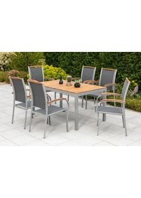 Garten-Essgruppe Merxx "&raquo;Siena&laquo;", grau (grau, grau, graphit), Aluminium, Massivholz, Polyester, Sitzm&ouml;bel-Sets, Garten-Essgruppe, Tisch: LxB: 150x90 cm