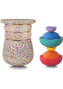 Balancetrainer Stapelstein "Stapelstein Dynamic complete", bunt (super confetti), Balancetrainer, Kinder, EPP (Expanded Polypropylene), Balancetrainer, Vollst&auml;ndiges Sitz- & Balance-System; Made in Germany