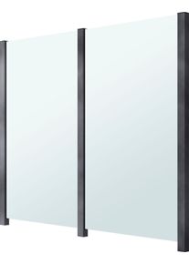 Zaun STAKET PRO, grau, Pfosten: 3 Stk., Aluminium, Glas, Zaunelemente, Zaun, Glaszaun, Gesamtl&auml;nge: 2,29 m, 3 Pfosten