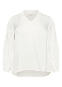 Langarmbluse Kaffe CURVE "Damen Bluse langarm KCmilia", Damen, Gr. 52, wei&szlig; (chalk), Obermaterial: 68% Baumwolle CO. 32% Polyester PES., Blusen Langarmbluse