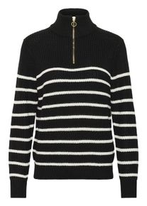 Strickpullover Kaffe "Damen Strickpullover KAlioa", Damen, Gr. XL, schwarz (schwarz, chalk stripe), Obermaterial: 50% Baumwolle CO. 50% Polyacryl PAN., Pullover Strickpullover