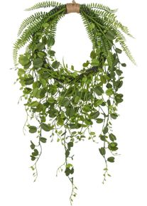 Kunstkranz Creativ green "Kranz mit Bl&auml;ttern", gr&uuml;n, B:45cm H:90cm T:8cm, Kunststoff, Kunstpflanzen, Kunstkranz, mit detailgetreuen Blatt- und Farnzweigen