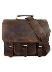 Aktentasche BAGAN "BAGAN Herren, Damen echt Leder", Gr. B/H/T: 35cm x 32cm x 10cm onesize, braun, Leder, Taschen Aktentasche, echt Leder