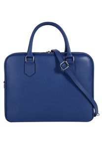 Aktentasche CLUTY "CLUTY Damen echt Leder, Made in Italy", Damen, Gr. B/H/T: 35cm x 28cm x 13cm onesize, blau, Leder, leicht gl&auml;nzend, unifarben, Taschen Aktentasche, echt Leder, Made in Italy
