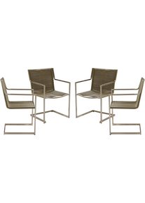 Freischwinger Garden Pleasure "SIENNA", grau (grau,taupe, grau, taupe), B:57cm H:87cm T:56cm, Edelstahl, Kunststoff, St&uuml;hle, Freischwinger, 4er Set