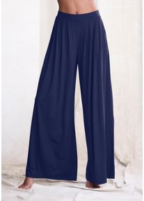 Schlupfhose Lascana "Extra Weit", Damen, Gr. 44/46, N-Gr, blau (marine), Single Jersey, Obermaterial: 93% Polyester, 7% Elasthan, unifarben, weit lang, Hosen Schlupfhose, mit extraweit geschnittenen Beinen