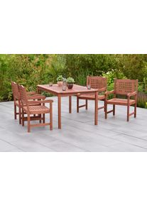 Garten-Essgruppe Merxx "&raquo;Lima&laquo;", beige (natur, natur, natur), Massivholz, Sitzm&ouml;bel-Sets, Garten-Essgruppe, Tisch: LxB: 147x90 cm