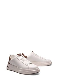 Sneaker Guess "ELBA", Herren, Gr. 46, Synthetik Textil, wei&szlig; (wei&szlig;, braun), Leder, Lederimitat, Schuhe Sneaker, Freizeitschuh, Halbschuh, Schn&uuml;rschuh mit Kontrastdetails