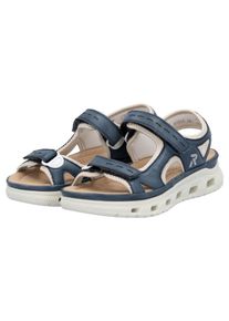 Sandale Rieker "Outdoorsandale", Damen, Gr. 39, Textil, blau (blau, creme), Lederimitat, Textil, Schuhe Sandale, Sommerschuh, Sandalette, Plateauabsatz, mit Klettverschl&uuml;ssen