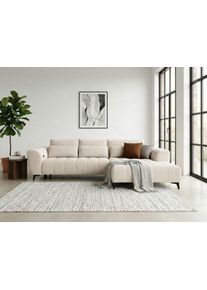Ecksofa WERK2 "Garay inkl. elektr. Sitztiefenverstellung, bodenfrei, viel Platz", beige, B:287cm H:64cm T:220cm, 100% Polyester, Sofas, Ecksofa, Waffelcord, L-Form, XXL, elektrische Sitztiefenverstellung