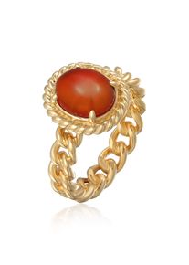 Silberring Elli Premium "Ring Solit&auml;r Edelstein Klassik 925 Silber" Gr. 54, orange, Fingerringe, Damen, 54, Silber 925 (Sterlingsilber), Silberring