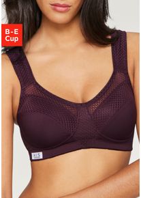 H.I.S. Sport-BH H.I.S "ohne B&uuml;gel aus schnell trocknendem COOLMAX-Material", Damen, Gr. 105, Cup E, braun (weinrot), Microtouch, Obermaterial: 90% Polyester (COOLMAX), 10% Elasthan, BHs Sport-BH, mit breiten, wattierten Tr&auml;gern, gro&szlig;e Gr&ouml;&szlig;en