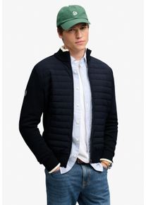 Blouson Superdry "STRAIGHT BAFFLE HYBRID JKT", Herren, Gr. XL, schwarz (eclipse navy), Web, Obermaterial: 100% Polyester, unifarben, slim fit normal, B&uuml;ndchen, Jacken Blouson, Kunstfaser, slim fit
