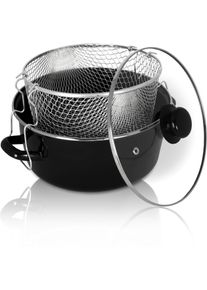 Kr&uuml;ger Frittiertopf KR&Uuml;GER, schwarz, H:12cm &Oslash;:24cm, T&ouml;pfe, Frittiertopf, mit Deckel, &Oslash; 24 cm, Induktion