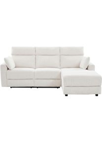 Ecksofa OTTO HOME "JENNA, L-Form, 236cm, manuelle u. elektrische Funktion, mit USB A/C", wei&szlig; (cream), B:236,5cm H:102cm T:162,5cm, 100% POLYESTER, Sofas, Ecksofa, Liegefunktion 105-150, Federkern, in Struktur fein oder Cord-Bezug