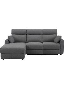 Ecksofa OTTO HOME "JENNA, L-Form, 236cm, manuelle u. elektrische Funktion, mit USB A/C", grau (anthrazit), B:236,5cm H:102cm T:162,5cm, 100% POLYESTER, Sofas, Ecksofa, Liegefunktion 105-150, Federkern, in Struktur fein oder Cord-Bezug